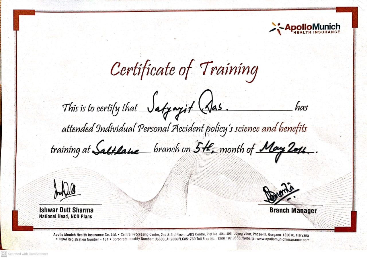 Certificate of Training from Apollo Munich